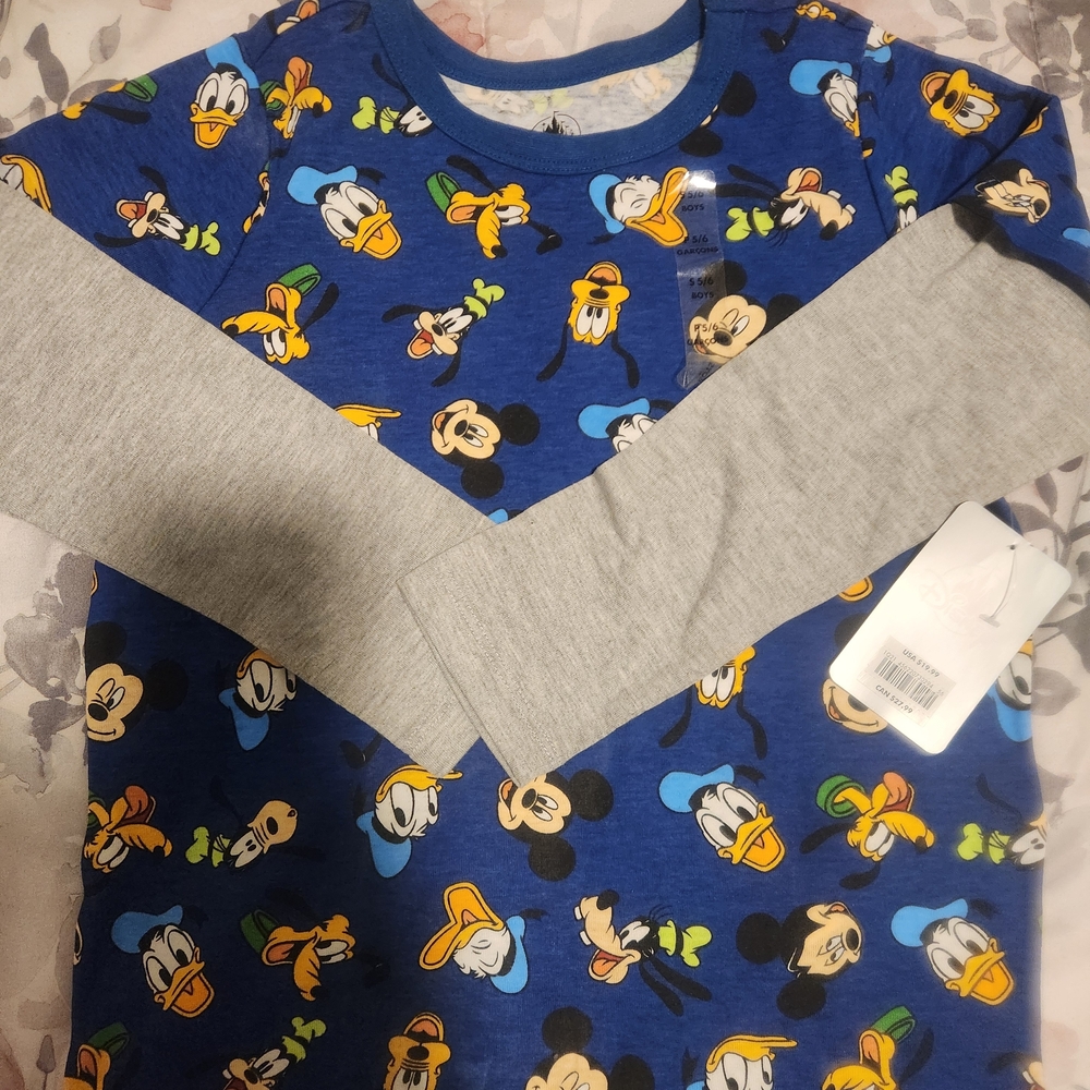 Disney Blue and Gray Kids Shirt with Mickey and Friends